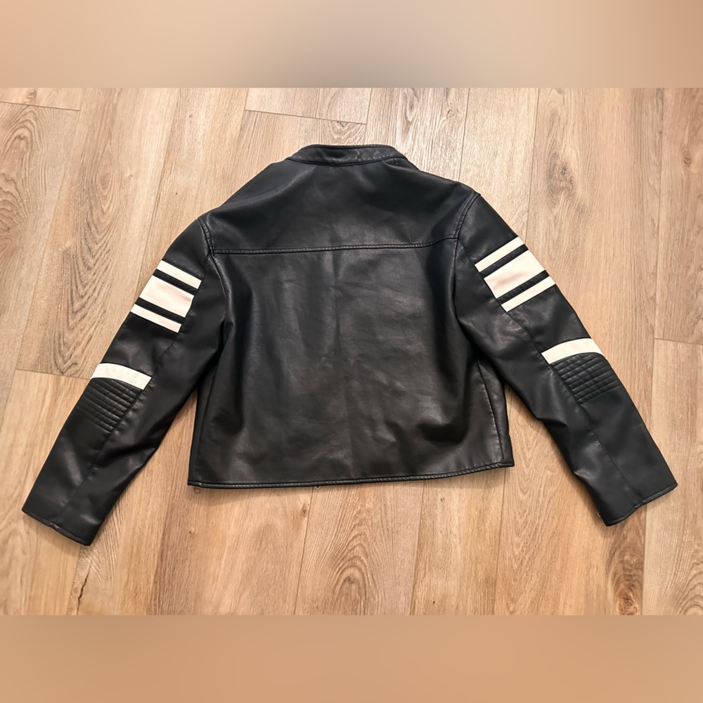 Boohoo Black and White Leather Jacket - Picture 3 of 6